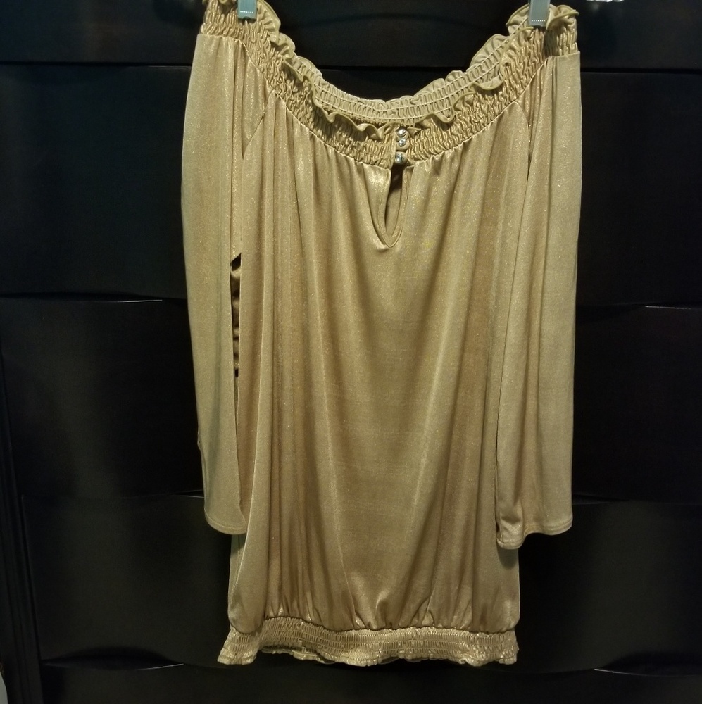 Gold Metallic INC Cold Shoulder Shirt